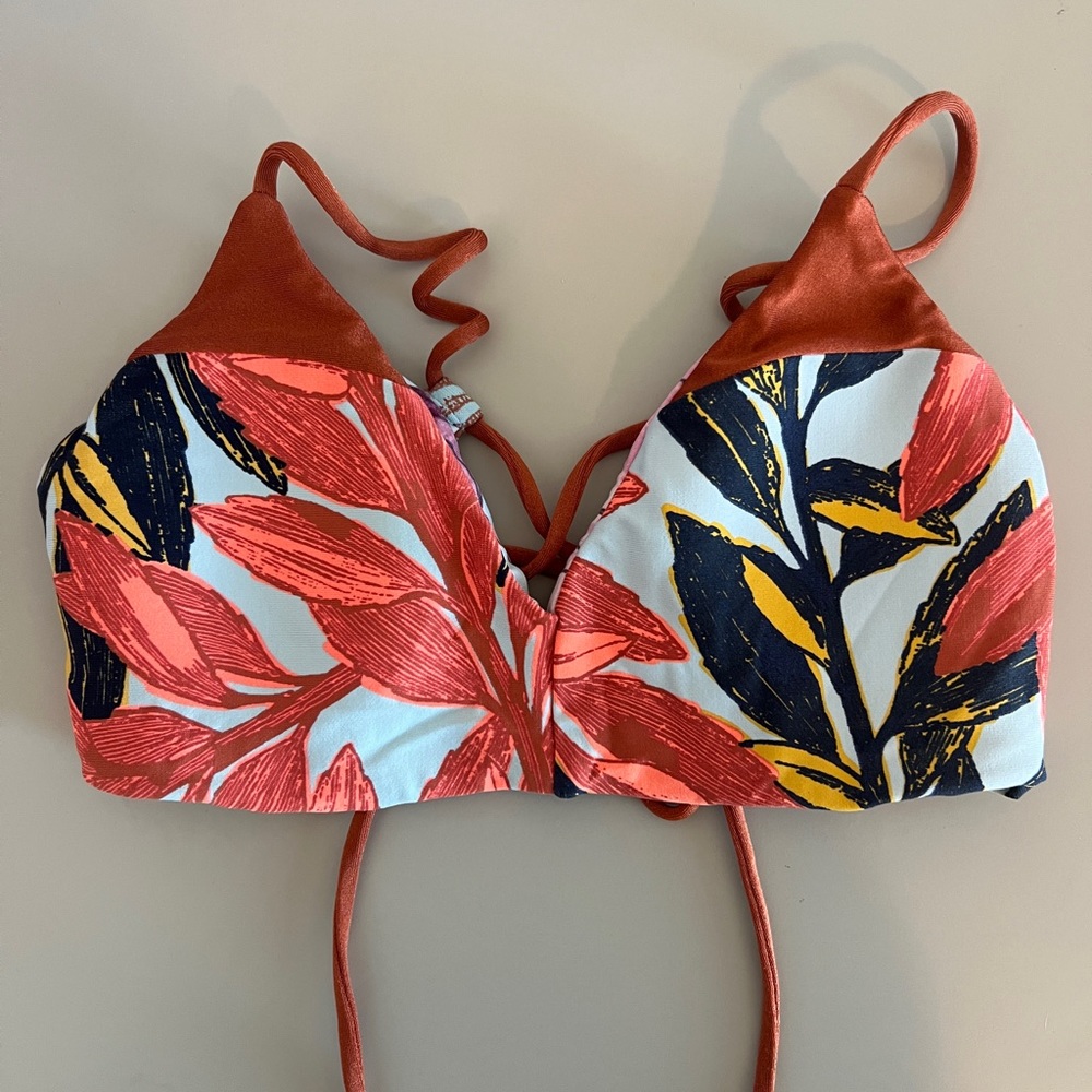 Maaji Reversible Bikini Top - Size S - Burnt Orange Palm Floral